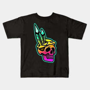 colorful native american skull Kids T-Shirt